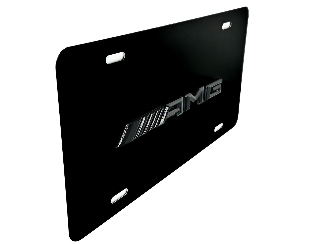 FRONT VANITY License Plate with OEM BLACK Letter Badge for Mercedes AMG