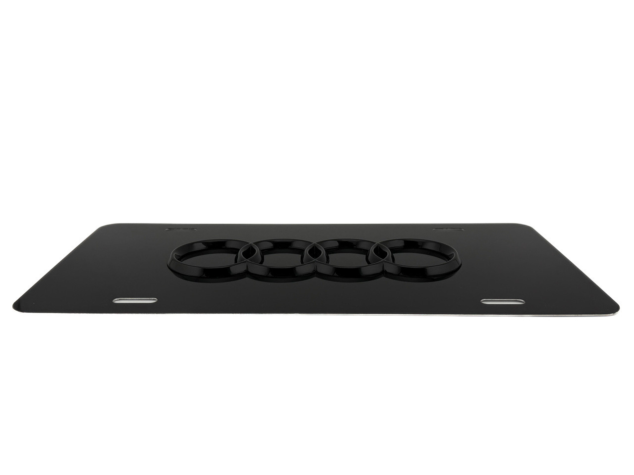 AUDI FRONT VANITY License Plate with OEM GLOSS BLACK RINGS Badge