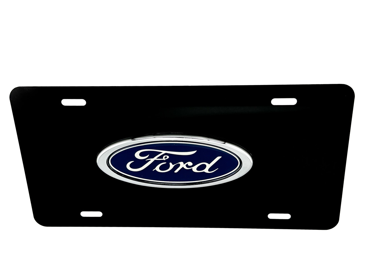 FORD FRONT VANITY License Plate with OVAL BLUE / CHROME Badge
