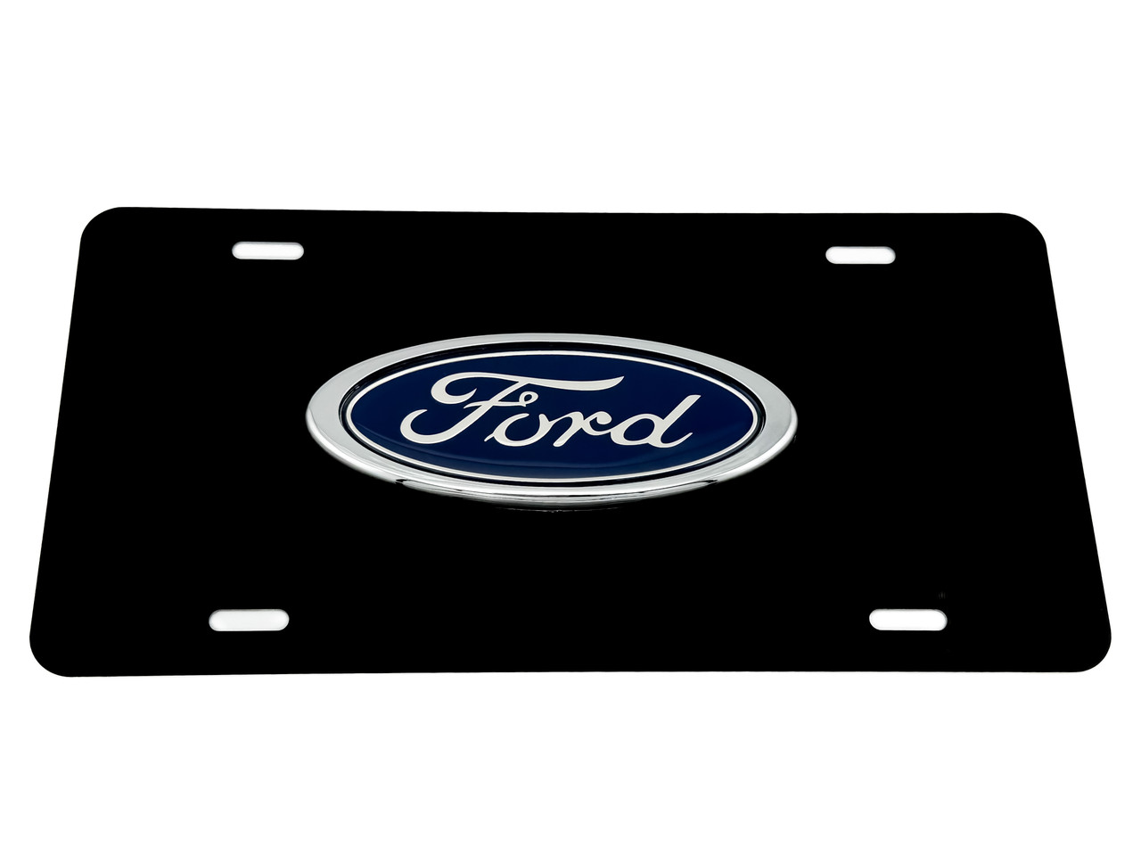 FORD FRONT VANITY License Plate with OVAL BLUE / CHROME Badge