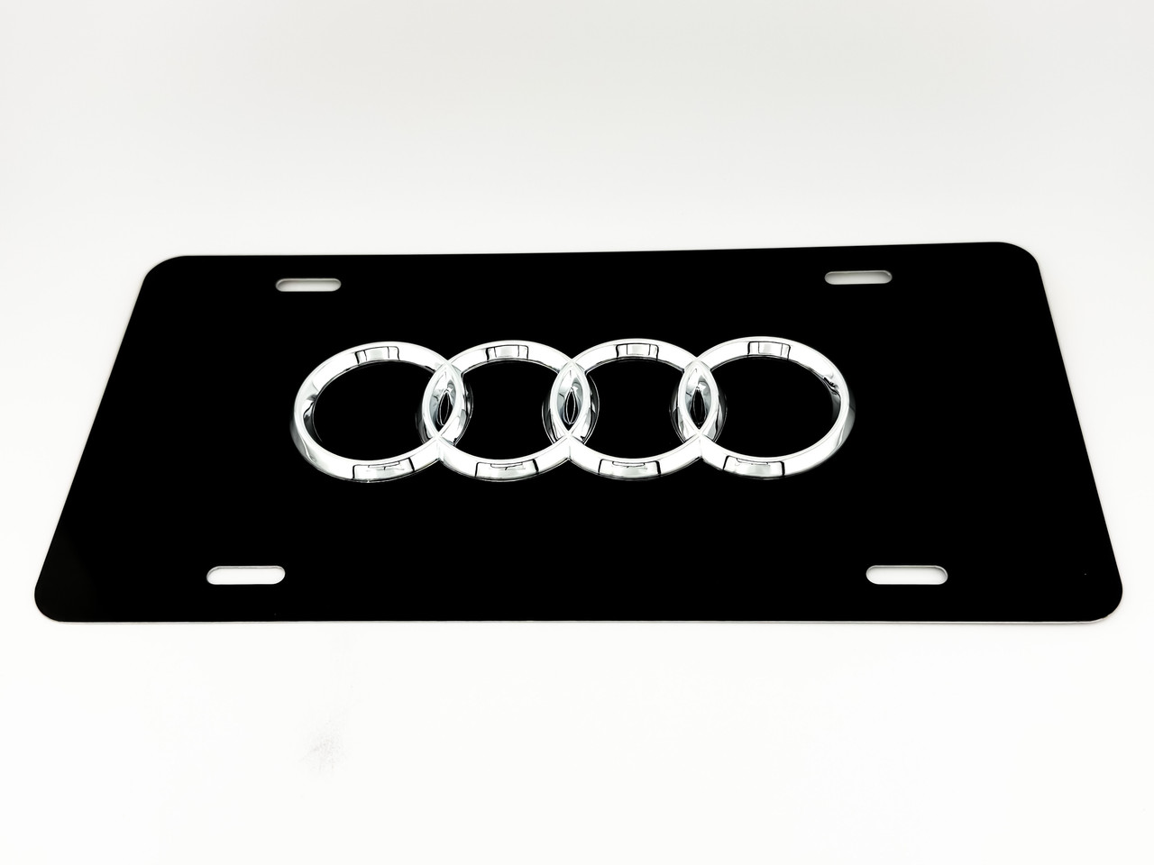 AUDI FRONT VANITY License Plate with OEM CHROME RINGS Badge