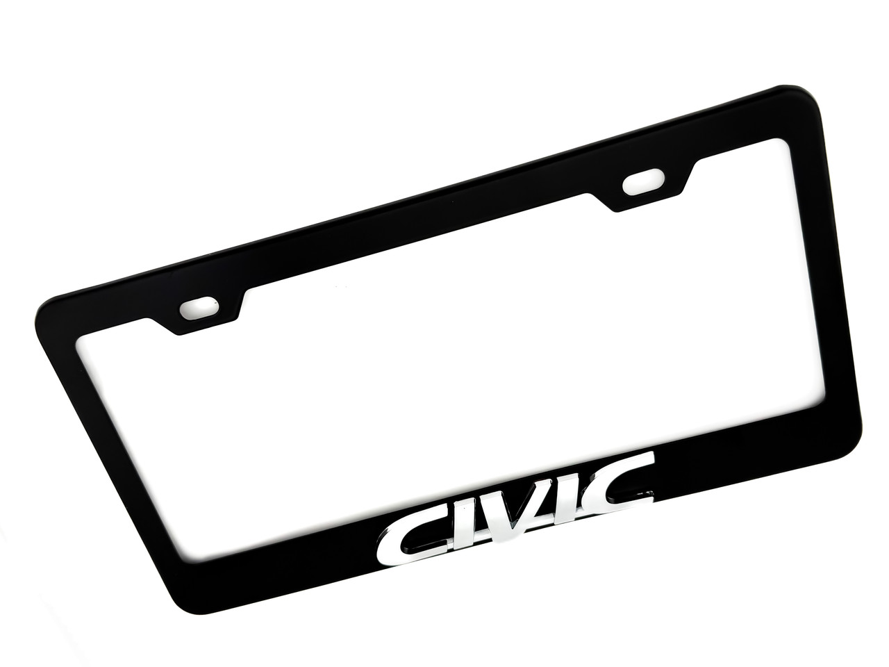 CIVIC Black License Plate Frame Logo Stainless Steel (Chrome Logo) 