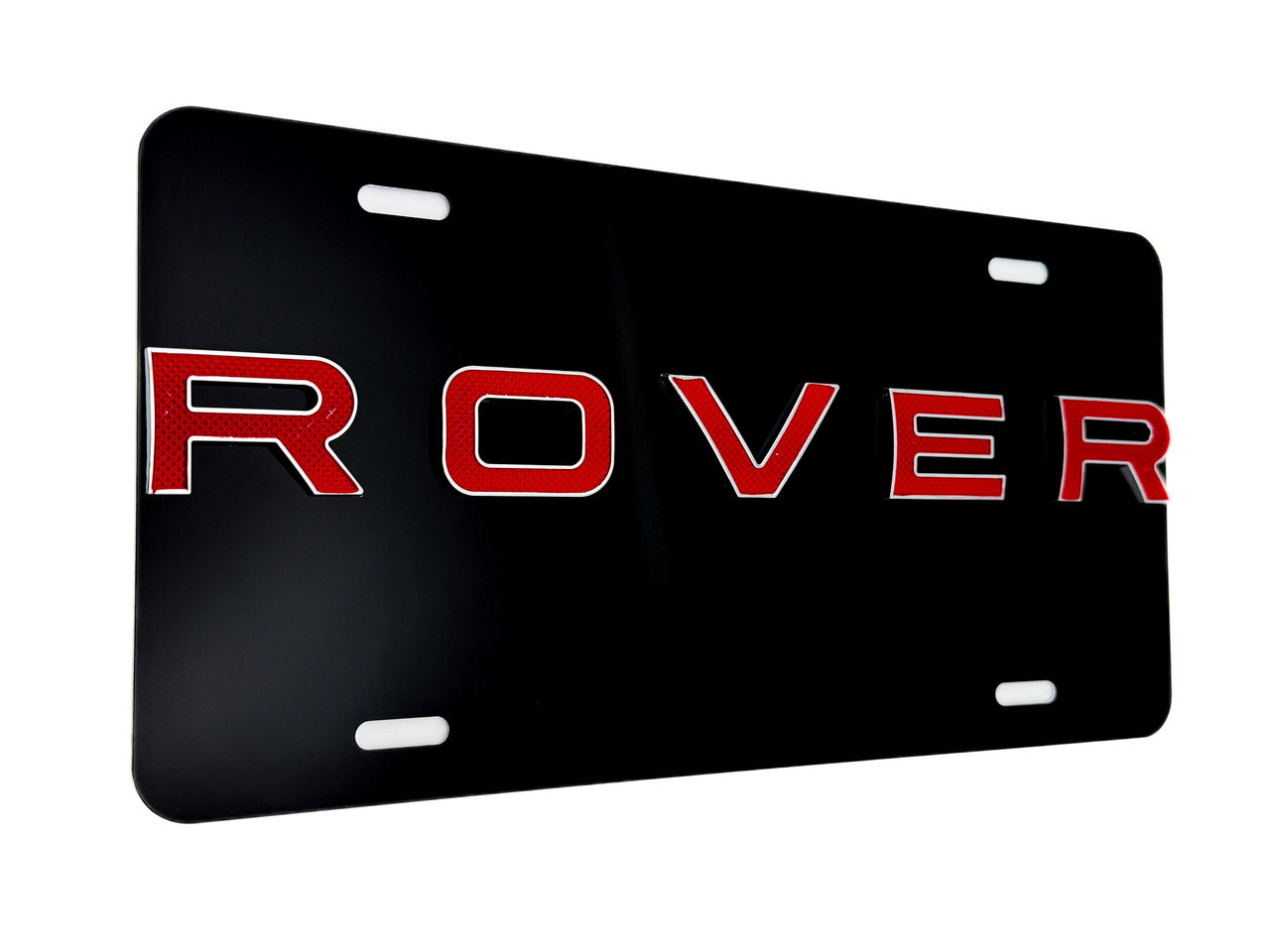 ROVER FRONT VANITY License Plate with CHROME/ RED Badge 