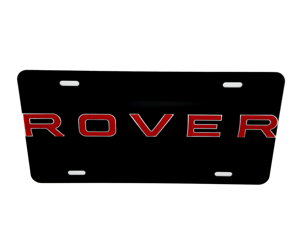 ROVER FRONT VANITY License Plate with CHROME/ RED Badge 
