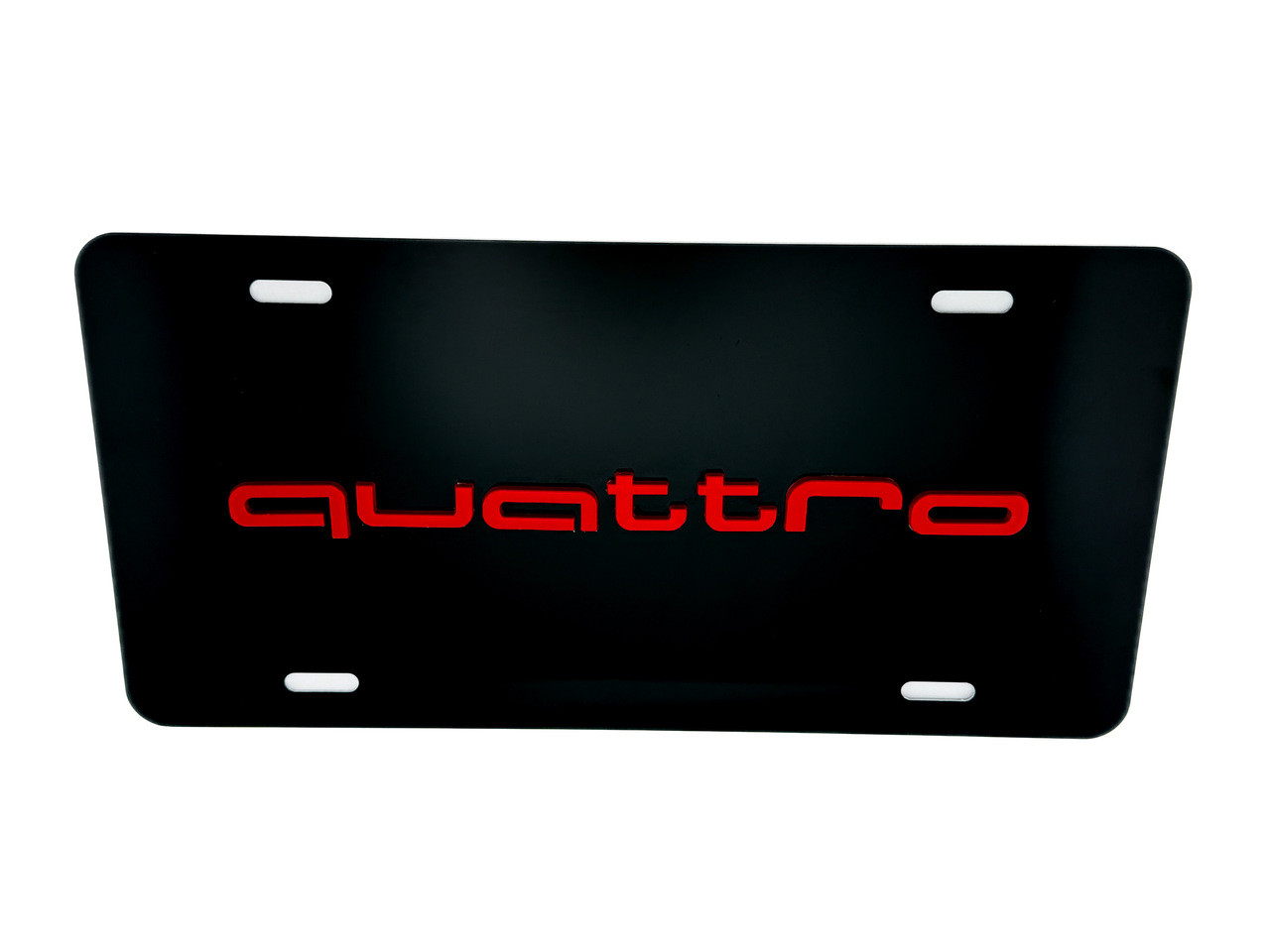 QUATTRO FRONT VANITY License Plate with RED Letter Badge