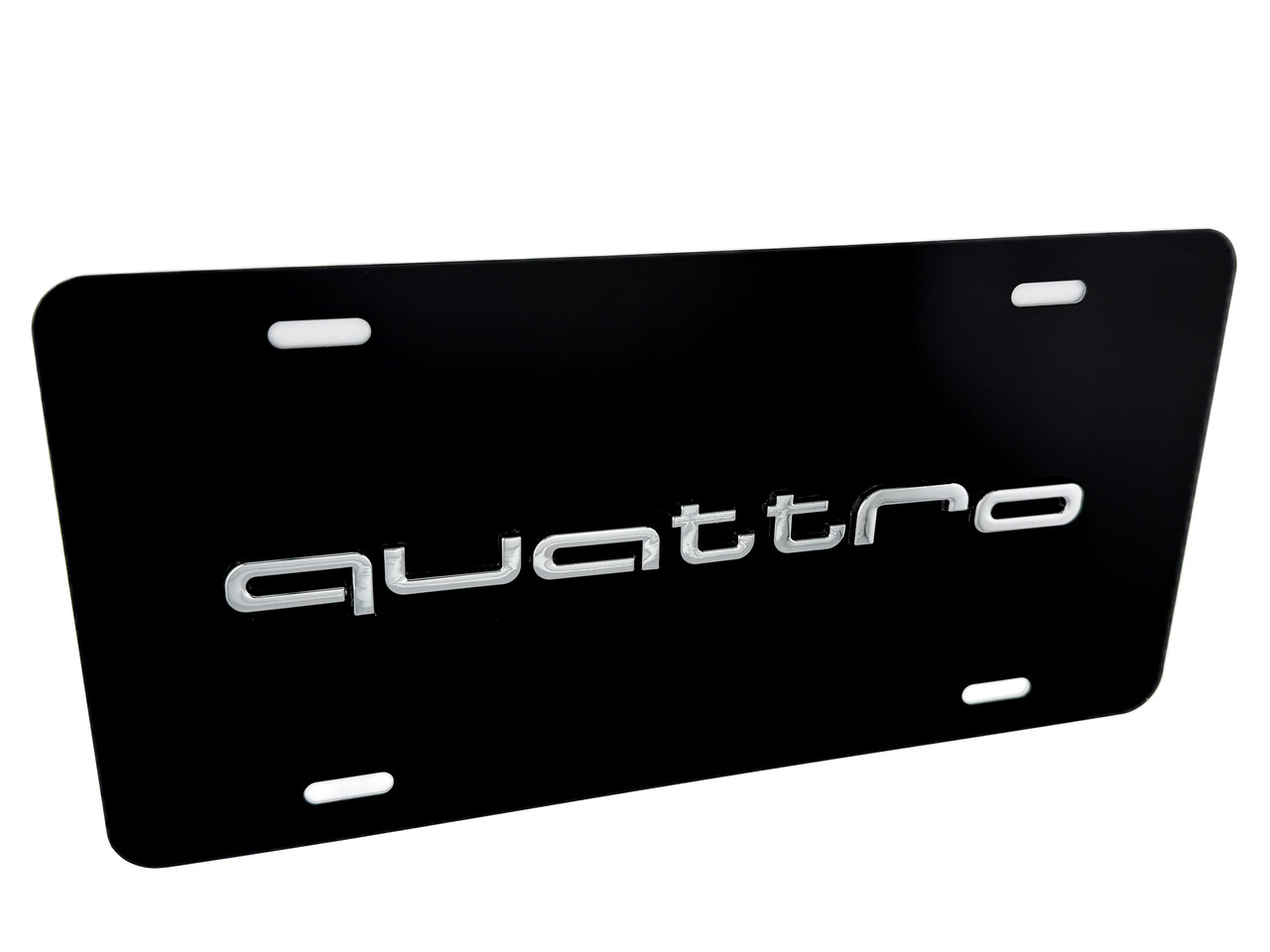 QUATTRO FRONT VANITY License Plate with CHROME Letter Badge