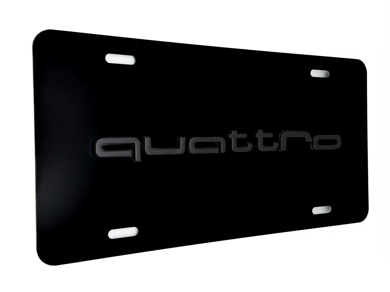 QUATTRO FRONT VANITY License Plate with BLACK Letter Badge