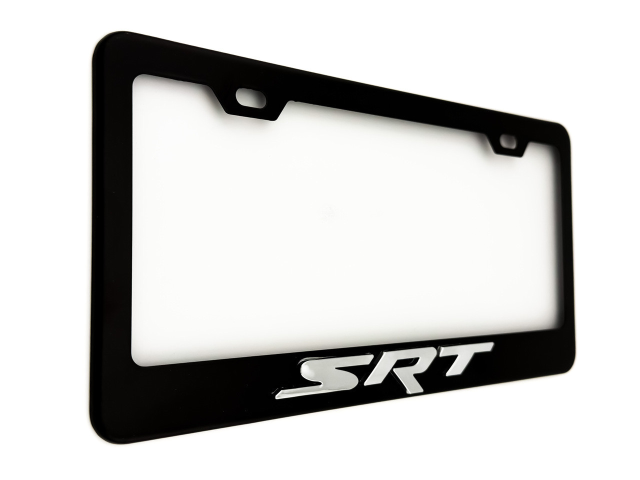 SRT Black License Plate Frame Stainless Steel Chrome Logo 