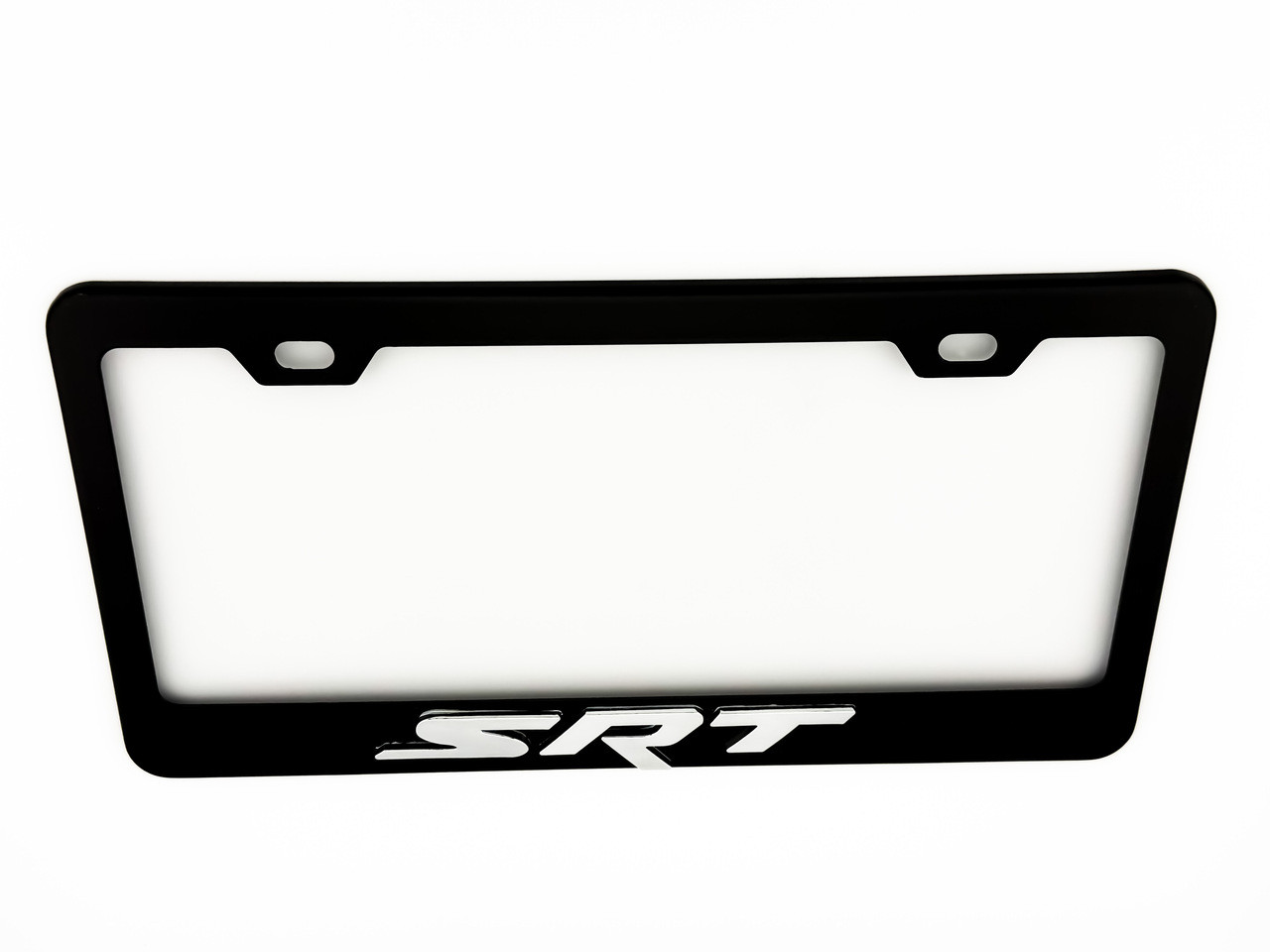 SRT Black License Plate Frame Stainless Steel Chrome Logo 