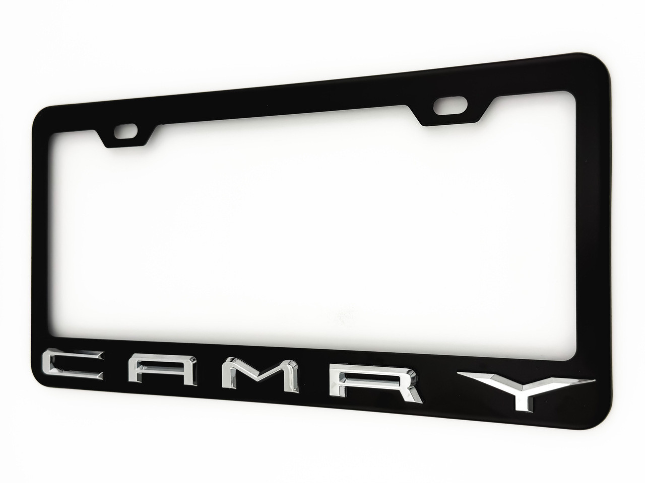 CAMRY BLACK Emblem License Plate Frame Logo Stainless Steel (Chrome Logo) 
