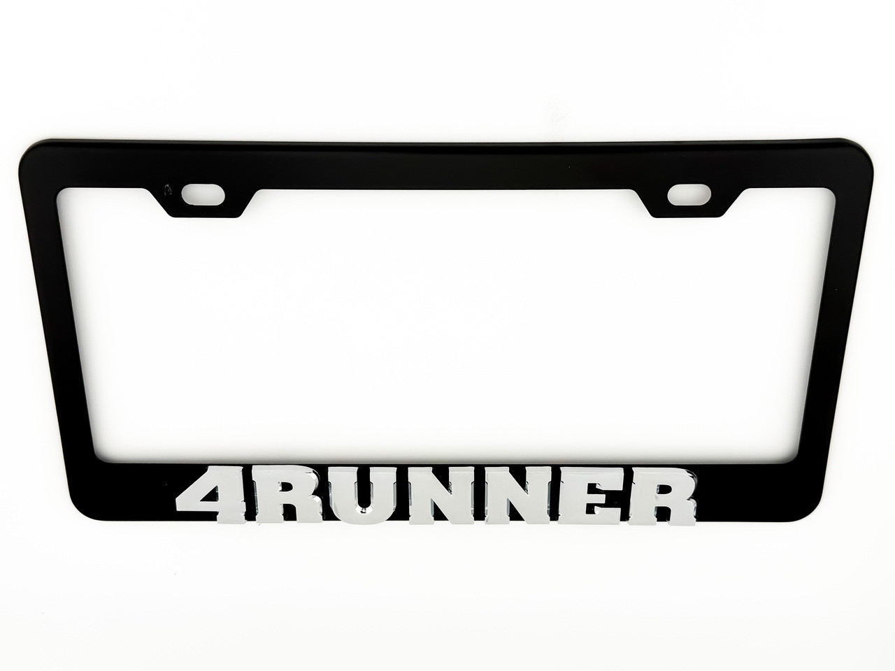 4RUNNER BLACK Emblem License Plate Frame Logo Stainless Steel (Chrome Logo) 