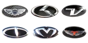 Oval overlay cover-up steering wheel emblems for Hyundai models Genesis Santa Fe Sonata Elantra Accent Veloster Tucson Creta Ioniq steering wheel emblems Wing steering wheel emblem Kia K steering wheel emblem Veloster V steering wheel emblem Tomato A&P T logo steering wheel emblem M&S M meccamachine mecca machine & Style steering wheel emblem Tomato A&P T-wing steering wheel emblem