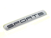 SPORTS plaque style car emblem silver black color