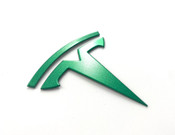 metallic green T badge emblem for tesla model y 3 s x q 2