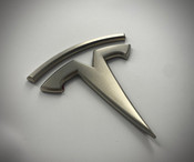 champagne gold tesla t badge emblem