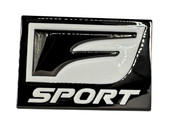 LEXUS F-Sport Fender Emblem Badge 2.50" x 1.75" (Black Chrome / White) 