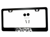 TOYOTA BLACK License Plate Frame Logo Stainless Steel with Chrome Logo