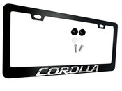 COROLLA Black License Plate Frame Stainless Steel with Chrome Logo