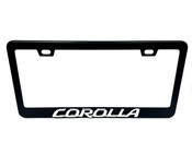 COROLLA Black License Plate Frame Stainless Steel with Chrome Logo