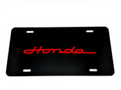 HONDA VINTAGE FRONT VANITY License Plate with RED Letter Badge