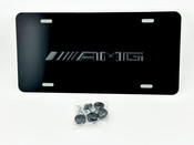 FRONT VANITY License Plate with OEM BLACK Letter Badge for Mercedes AMG