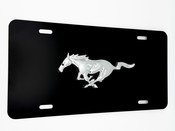 FRONT VANITY License Plate with CHROME badge for Mustang 