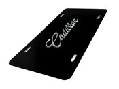 CADILLAC FRONT VANITY License Plate with CHROME Script Letter Badge