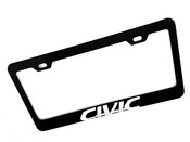 CIVIC Black License Plate Frame Logo Stainless Steel (Chrome Logo) 