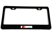 AUDI BLACK License Plate Frame Stainless Steel (Chrome  S-Line Logo) 