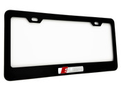 AUDI BLACK License Plate Frame Stainless Steel (Chrome  S-Line Logo) 