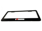 AUDI BLACK License Plate Frame Stainless Steel (Chrome  S-Line Logo) 