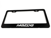 MAZDA Black License Plate Frame Stainless Steel Chrome Logo (Type 3) 