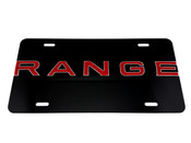 RANGE FRONT VANITY License Plate with CHROME/RED Badge 