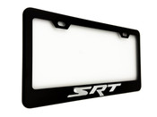 SRT Black License Plate Frame Stainless Steel Chrome Logo 