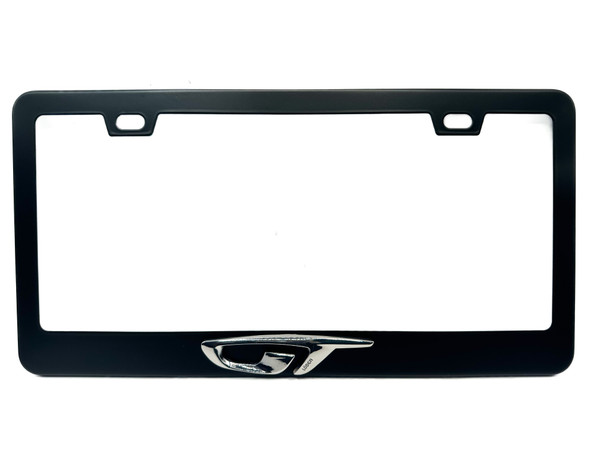 OPEL GT Satin Black License Plate Frame with Chrome Logo OPEL GT Satin Black License Plate Frame with Chrome Logo