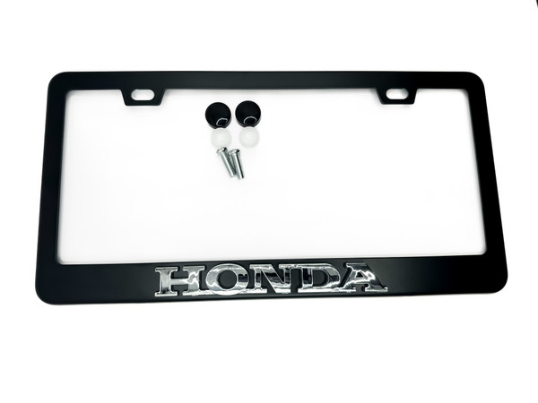 HONDA Emblem License Plate Frame Logo Stainless Steel with Chrome Logo HONDA Emblem License Plate Frame Logo Stainless Steel with Chrome Logo