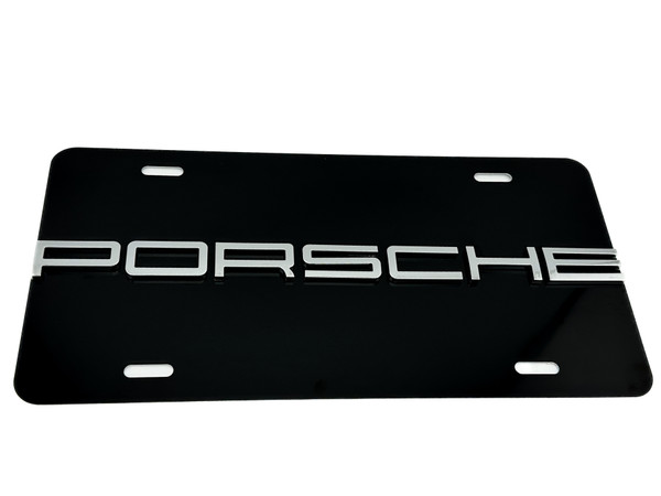 PORSCHE FRONT VANITY License Plate with OEM CHROME Letter Badge PORSCHE FRONT VANITY License Plate with OEM CHROME Letter Badge