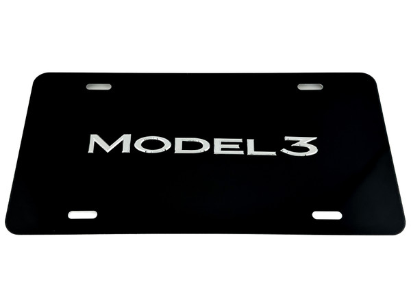 Model S chrome oem logo black front vanity license plate frame
