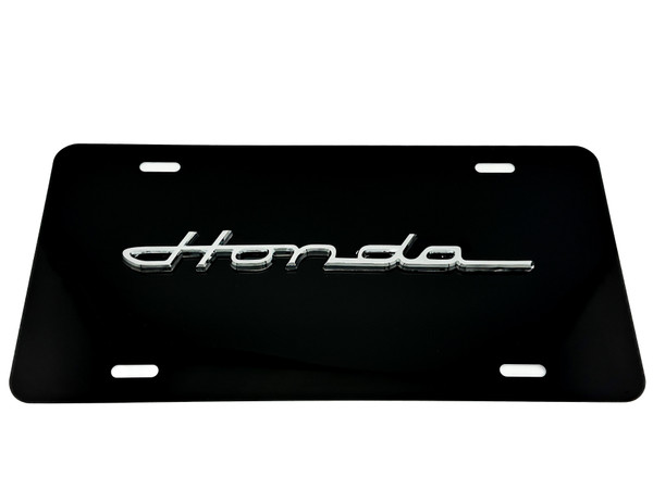 HONDA VINTAGE FRONT VANITY License Plate with OEM CHROME Letter Badge HONDA VINTAGE FRONT VANITY License Plate with OEM CHROME Letter Badge