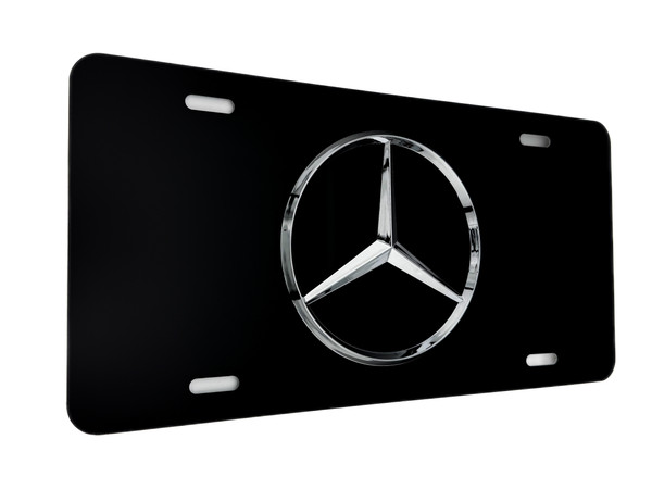 FRONT VANITY License Plate with OEM CHROME Badge for Mercedes Benz