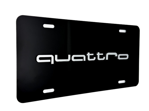 QUATTRO FRONT VANITY License Plate with CHROME Letter Badge