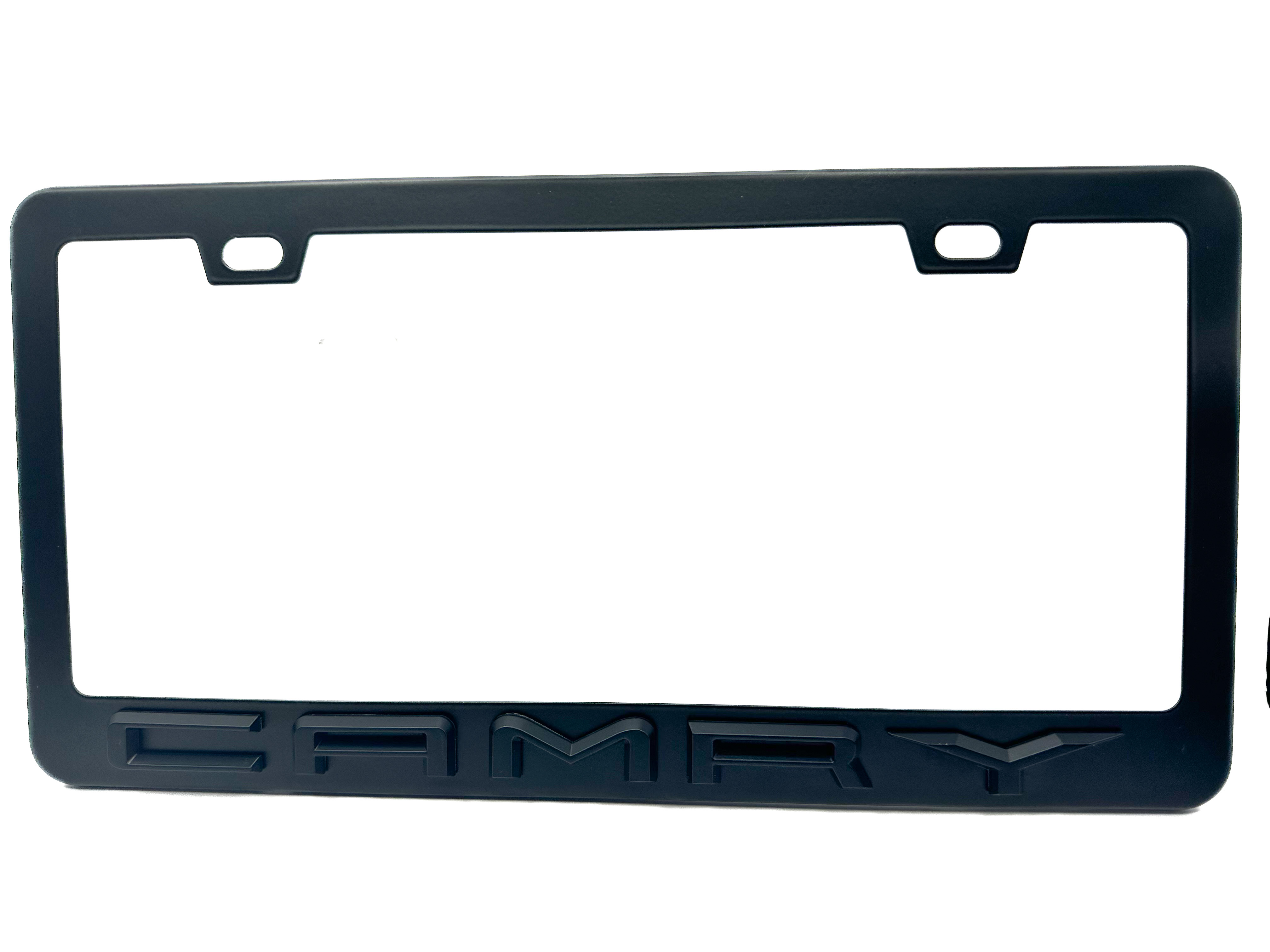 black camry license plate frame number tag black trim satin matte