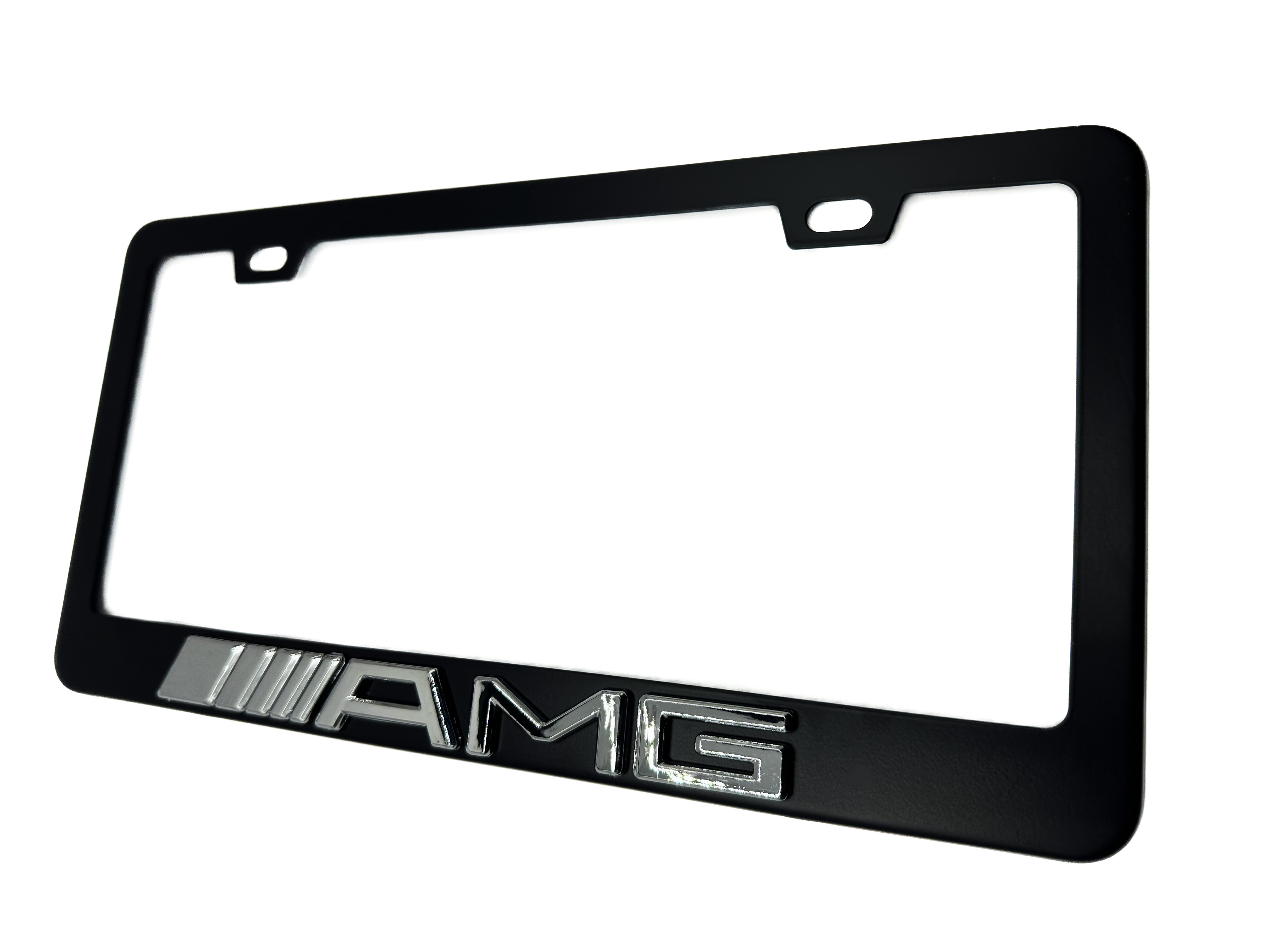 black AMG license plate frame number tag black trim satin matte emblem ...