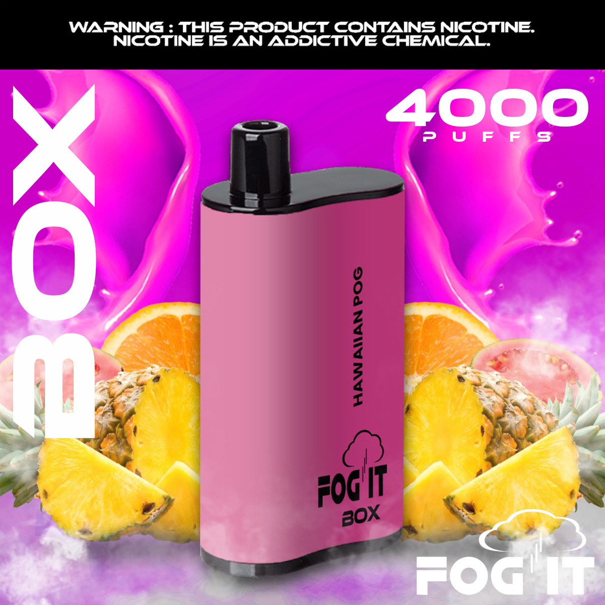 hqd vape cuvie plus FOG IT VAPE 4000 PUFFS- HAWAIIAN POG