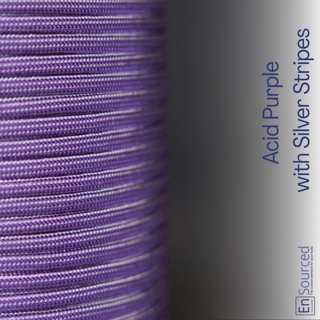 Paracord Sleeving - Acid Purple with Silver Stripes