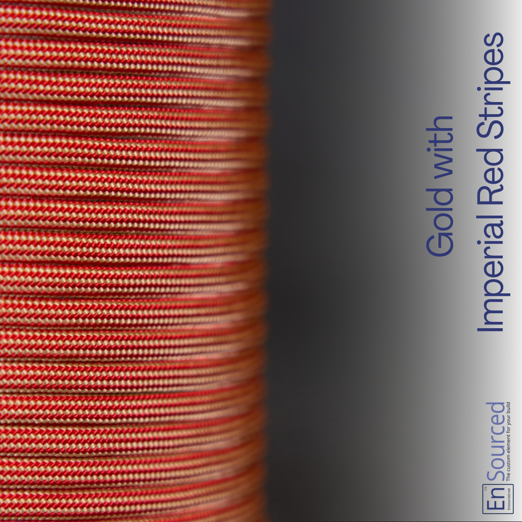 Paracord Sleeving - Gold with Imperial Red Stripes