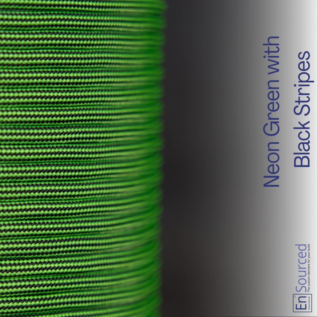 Paracord Sleeving - Neon Green with Black Stripes