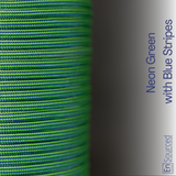 Paracord Sleeving - Neon Green with Blue Stripes