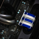 Order 8214 - Electric Blue | Light Gray | White sleeving with Semi-Clear Wire Wraps