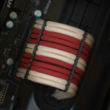 Order 11127 - Cream | Crimson sleeving with Black Wire Wraps